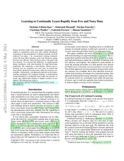 Learning to Continually Learn Rapidly from Few and Noisy Data