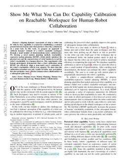 Show Me What You Can Do: Capability Calibration on Reachable Workspace
  for Human-Robot Collaboration