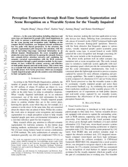 Perception Framework through Real-Time Semantic Segmentation and Scene
  Recognition on a Wearable System for the Visually Impaired