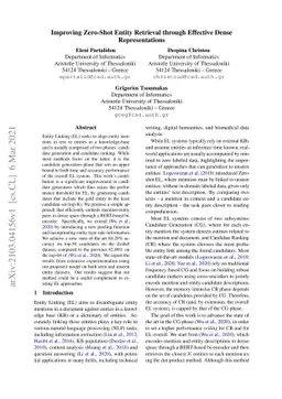 Improving Zero-Shot Entity Retrieval through Effective Dense
  Representations