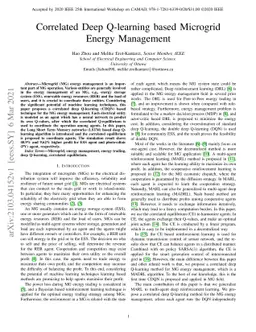 Correlated Deep Q-learning based Microgrid Energy Management