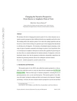 Changing the Narrative Perspective: From Deictic to Anaphoric Point of
  View