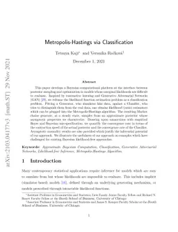 Metropolis-Hastings via Classification
