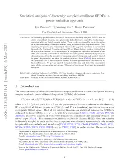Statistical analysis of discretely sampled semilinear SPDEs: a power
  variation approach