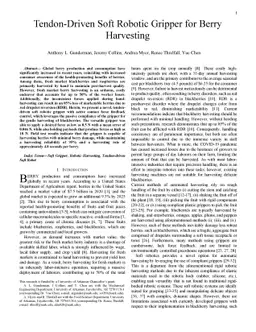 Tendon-Driven Soft Robotic Gripper for Berry Harvesting