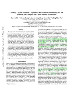 Learning Cycle-Consistent Cooperative Networks via Alternating MCMC
  Teaching for Unsupervised Cross-Domain Translation
