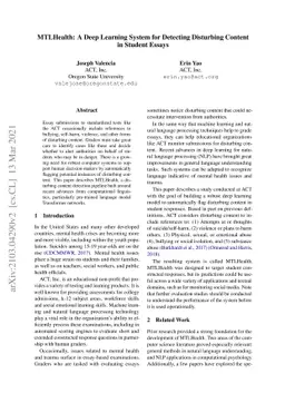 MTLHealth: A Deep Learning System for Detecting Disturbing Content in
  Student Essays