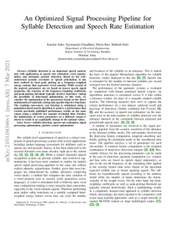 An Optimized Signal Processing Pipeline for Syllable Detection and
  Speech Rate Estimation