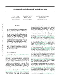 CORe: Capitalizing On Rewards in Bandit Exploration