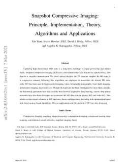 Snapshot Compressive Imaging: Principle, Implementation, Theory,
  Algorithms and Applications