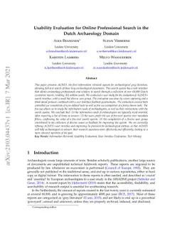 Usability Evaluation for Online Professional Search in the Dutch
  Archaeology Domain