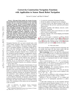 Correct-by-Construction Navigation Functions with Application to Sensor
  Based Robot Navigation