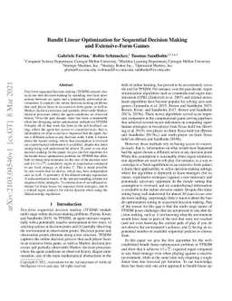 Bandit Linear Optimization for Sequential Decision Making and
  Extensive-Form Games