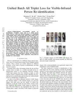 Unified Batch All Triplet Loss for Visible-Infrared Person
  Re-identification