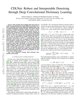 CDLNet: Robust and Interpretable Denoising Through Deep Convolutional
  Dictionary Learning