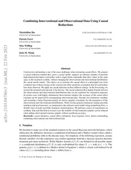 Combining Interventional and Observational Data Using Causal Reductions