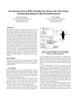 An Ultra-low Power RNN Classifier for Always-On Voice Wake-Up Detection
  Robust to Real-World Scenarios