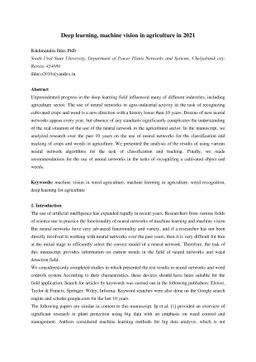 Deep learning, machine vision in agriculture in 2021