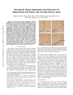 Task-Specific Design Optimization and Fabrication for Inflated-Beam Soft
  Robots with Growable Discrete Joints