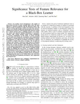 Significance tests of feature relevance for a black-box learner