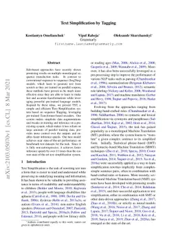 Text Simplification by Tagging