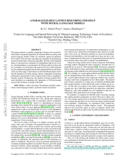 A Parallelizable Lattice Rescoring Strategy with Neural Language Models