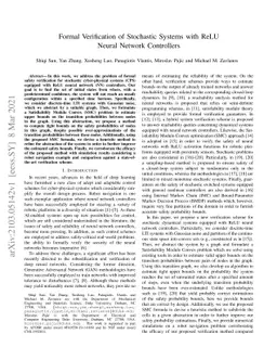 Formal Verification of Stochastic Systems with ReLU Neural Network
  Controllers