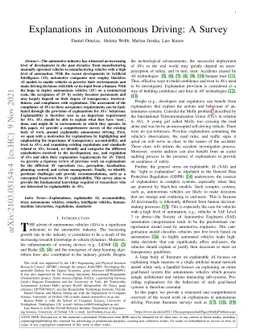 Explanations in Autonomous Driving: A Survey
