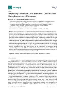Improving Document-Level Sentiment Classification Using Importance of
  Sentences