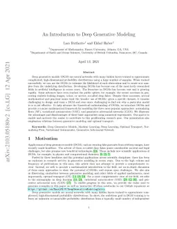 An Introduction to Deep Generative Modeling