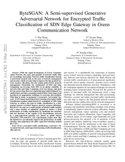 ByteSGAN: A Semi-supervised Generative Adversarial Network for Encrypted
  Traffic Classification of SDN Edge Gateway in Green Communication Network