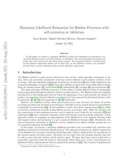 Maximum Likelihood Estimation for Hawkes Processes with self-excitation
  or inhibition