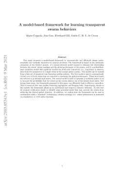 A model-based framework for learning transparent swarm behaviors