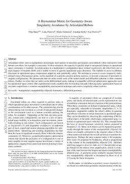 A Riemannian Metric for Geometry-Aware Singularity Avoidance by
  Articulated Robots