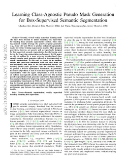 Learning Class-Agnostic Pseudo Mask Generation for Box-Supervised
  Semantic Segmentation