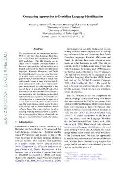Comparing Approaches to Dravidian Language Identification