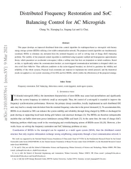 Distributed Frequency Restoration and SoC Balancing Control for AC
  Microgrids
