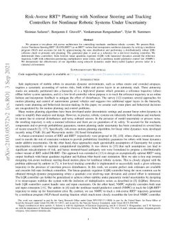 Risk-Averse RRT* Planning with Nonlinear Steering and Tracking
  Controllers for Nonlinear Robotic Systems Under Uncertainty
