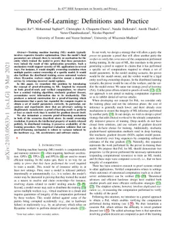 Proof-of-Learning: Definitions and Practice