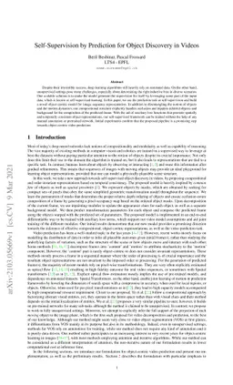 Self-Supervision by Prediction for Object Discovery in Videos