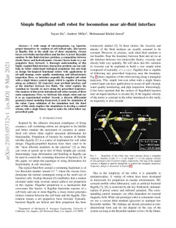 Simple Flagellated Soft Robot for Locomotion near Air-Fluid Interface