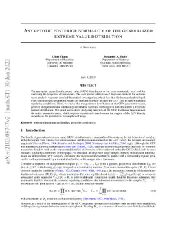 Asymptotic posterior normality of the generalized extreme value
  distribution