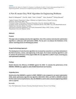 A New K means Grey Wolf Algorithm for Engineering Problems