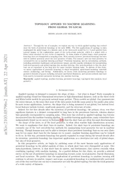 Topology Applied to Machine Learning: From Global to Local