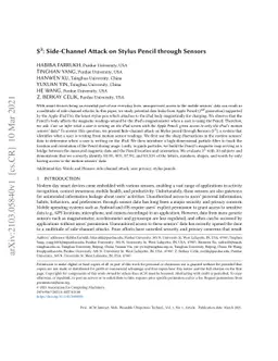 S3: Side-Channel Attack on Stylus Pencil through Sensors