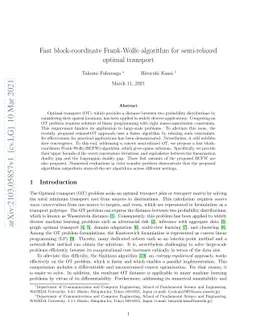 Fast block-coordinate Frank-Wolfe algorithm for semi-relaxed optimal
  transport
