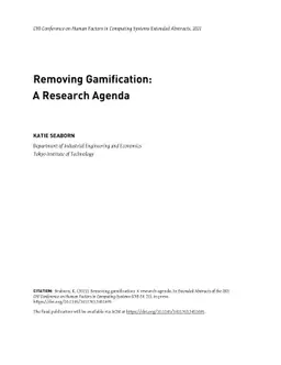 Removing Gamification: A Research Agenda