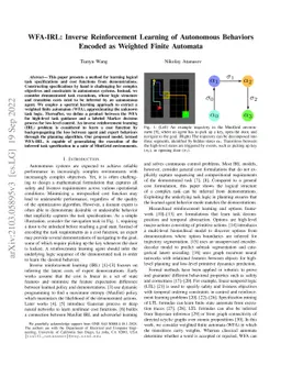 WFA-IRL: Inverse Reinforcement Learning of Autonomous Behaviors Encoded
  as Weighted Finite Automata