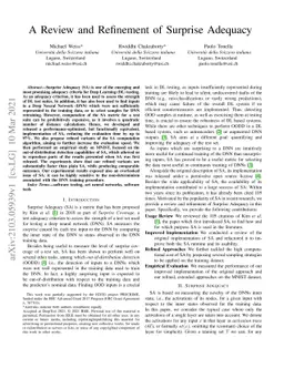 A Review and Refinement of Surprise Adequacy