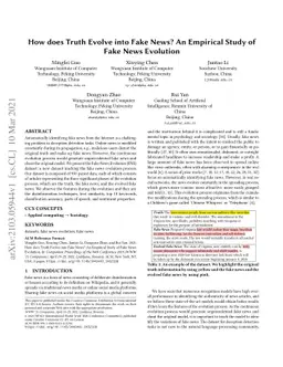 How does Truth Evolve into Fake News? An Empirical Study of Fake News
  Evolution